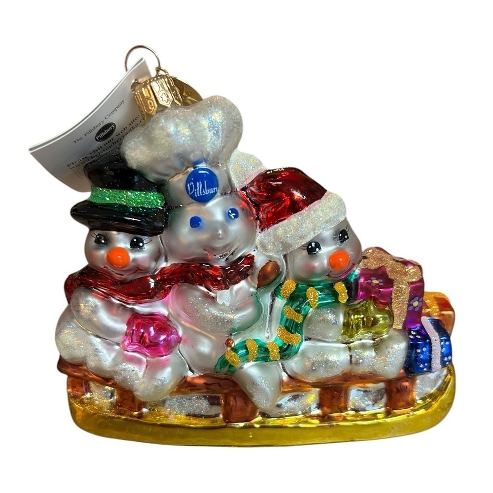 Christopher Radko Pillsbury Doughboy Sledding Christmas Ornament Retired 2000